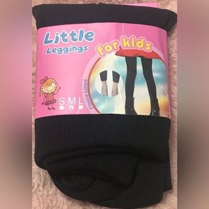 Little Leggings for Kids Fleece Lined Black Leggings.  Size Medium.  New w/Tags